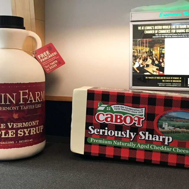 Dakin Farm Syrup Jug and Cabot Cheese Block Airport